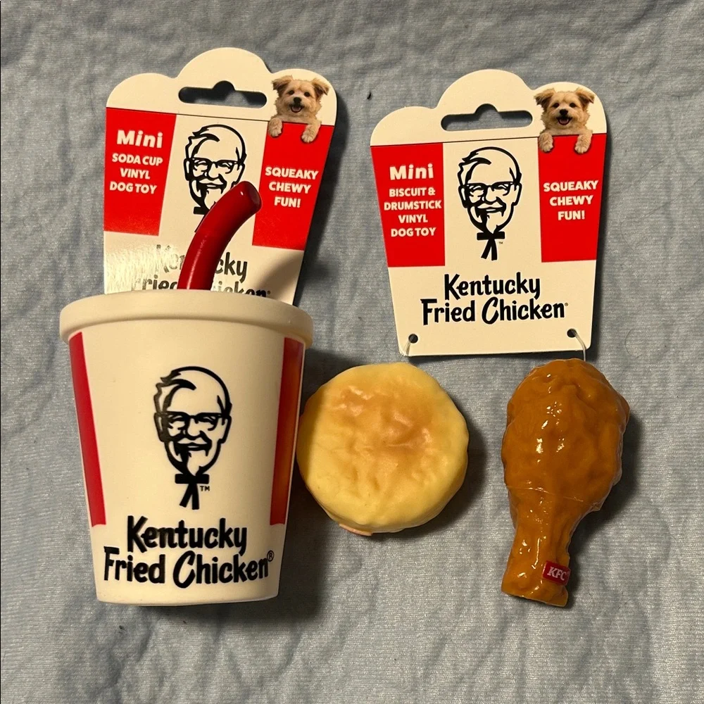 Set of 2 KFC Mini Vinyl Dog Toys 3 Total Toys